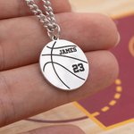 Collana con ciondolo a tema di pallacanestro personalizzata con nome e numero regalo per il giorno del compleanno per gli amanti del basket