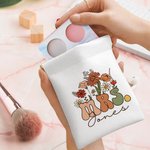 Personalized Retro Wildflower Mrs Coin Earphones Leather Squeeze Pouch Storage Bag with Name Bridal Shower Teacher Appreciation Gift for Women