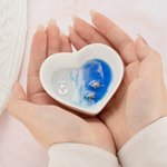 Personalizado Tortugas Marinas Playa Corazón Anillo de Cerámica Plato con Iniciales y Pendientes de Tortuga Boda Compromiso San Valentín Regalo para M