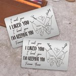 Personalized I'm Keeping You Forever Yours Holding Hands Wallet Card with Names Anniversary Birthday Gift for Couple