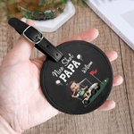 Personalized Nice Shot Golf Photo Round Leather Luggage Tag with Name and Built-in Card Birthday Travel Essentials Gift for Golf Lovers