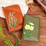 Personalisierte Aquarell Geburt Blume Leder Notebook Organizer mit Namen und Notebook Reisezubehör Geburtstagsgeschenk für Travel Lovers