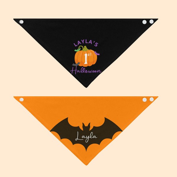 Babero Bandana Personalizado 100% Algodón con el Nombre del Bebé 1er Halloween Baby Shower Regalo para Bebés Niñas Niños