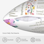 Taie d'Oreiller Personnalisée avec Nom Croix Florale Mots Bible Cadeau Premier Baptême Communion pour Fille Filleule