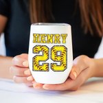 Personalised Multicolour Softball Baseball 12oz Wine Tumbler with Name Number and Lid Birthday Sport Accessories Gift for Softball Baseball Lover