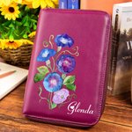 Personalisierte Aquarell Geburt Blume Leder Notebook Organizer mit Namen und Notebook Reisezubehör Geburtstagsgeschenk für Travel Lovers