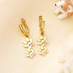 Personalised Cute 1-3 Dog Paw Prints Women Huggie Hoop Earrings with Engraved Name Birthday Memorial Gift for Pet Lovers