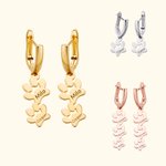 Personalised Cute 1-3 Dog Paw Prints Women Huggie Hoop Earrings with Engraved Name Birthday Memorial Gift for Pet Lovers