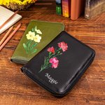Personalisierte Aquarell Geburt Blume Leder Notebook Organizer mit Namen und Notebook Reisezubehör Geburtstagsgeschenk für Travel Lovers