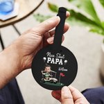 Personalized Nice Shot Golf Photo Round Leather Luggage Tag with Name and Built-in Card Birthday Travel Essentials Gift for Golf Lovers