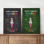 Personalisierte Cartoon Frau Leinwand Gemälde mit Namen Klassenzimmer Dekor Lehrer Tag Anerkennung Geschenk für Lehrer