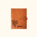 Personalisierte Bogen Geburt Blumenstrauß Leder Bucheinband mit Notebook und eingravierten Namen Geburtstag Geschenk für Künstler Maler