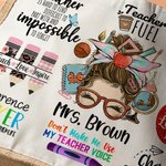 Personalised Cute Cartoon Apple Pencil Jute Tote Bag with Name Teacher's Day Appreciation Gift for Teacher