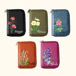 Personalisierte Aquarell Geburt Blume Leder Notebook Organizer mit Namen und Notebook Reisezubehör Geburtstagsgeschenk für Travel Lovers