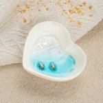 Personalizado Tortugas Marinas Playa Corazón Anillo de Cerámica Plato con Iniciales y Pendientes de Tortuga Boda Compromiso San Valentín Regalo para M