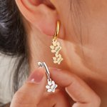 Personalised Cute 1-3 Dog Paw Prints Women Huggie Hoop Earrings with Engraved Name Birthday Memorial Gift for Pet Lovers