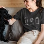 Personalized Cute Pet Paw Unisex 100% Cotton T-shirt with Pet Name Funny Birthday Gift for Cat Dog Lovers Owners