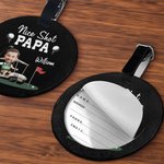 Personalized Nice Shot Golf Photo Round Leather Luggage Tag with Name and Built-in Card Birthday Travel Essentials Gift for Golf Lovers