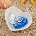 Personalizado Tortugas Marinas Playa Corazón Anillo de Cerámica Plato con Iniciales y Pendientes de Tortuga Boda Compromiso San Valentín Regalo para M