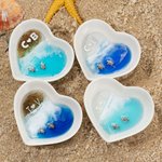 Personalizado Tortugas Marinas Playa Corazón Anillo de Cerámica Plato con Iniciales y Pendientes de Tortuga Boda Compromiso San Valentín Regalo para M