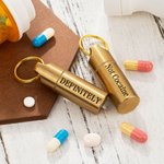 Personalized Not Cocaine Portable Waterproof Brass Pill Case Keychain with Engraved Text Outdoor Travel Camping Daily Use Gift for Family Friend
