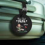 Personalized Nice Shot Golf Photo Round Leather Luggage Tag with Name and Built-in Card Birthday Travel Essentials Gift for Golf Lovers