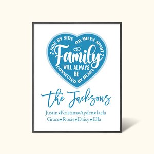 Personalised Family Will Always Be Connected By Heart Frame with Names Desk Decoration Birthday Housewarming Gift for Family
