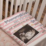 Spersonalizowany wielokolorowy kocyk ze zdjęciem dziecka z imieniem i nazwiskiem Prezent na baby shower dla taty i mamy