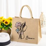 Gepersonaliseerde Stethoscoop Geboorte Bloemen Strik Grote Capaciteit Jute Draagtas met Naam Waardering Afstudeergeschenk voor Verpleegkundige Arts Medische Student