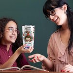 Personalised Cute Cartoon Women Teacher 20oz Name Tumbler with Straw Back to School Appreciation Gift for Teacher