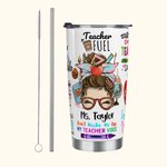 Personalised Cute Cartoon Women Teacher 20oz Name Tumbler with Straw Back to School Appreciation Gift for Teacher