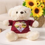 Personalisierte niedlichen Plüsch gefüllte Erinnerung Bär mit Herz Foto Shirt oder Hoodie Memorial Jahrestag Geschenk für Familie Freund
