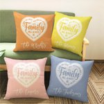 Personalised Family Will Always Be Connected By Heart Multicolour Throw Pillow Cover with Name Birthday Housewarming Farewell Gift for Family
