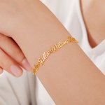 Personalized Adjustable Dainty Family 1-5 Nameplates Bracelet Jewelry Birthday Mother's Day Gift for Mom Grandma