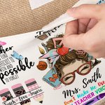 Gepersonaliseerde Schattige Cartoon Appelpotlood Grote Jute Draagtas met Naam en Katoenen Zakje Teacher's Day Waarderingsgeschenk voor Leraar