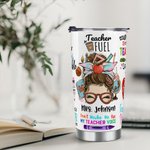Personalised Cute Cartoon Women Teacher 20oz Name Tumbler with Straw Back to School Appreciation Gift for Teacher