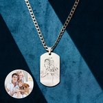 Collana personalizzata in acciaio in titanio con foto e testo incisi, festa del papà - Regalo di compleanno e anniversario per uomini o famiglia