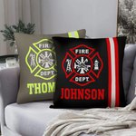Gepersonaliseerde Fire Dept Design Brandweerman kussenhoes met naam Verjaardag Waardering Gift voor brandweermannen