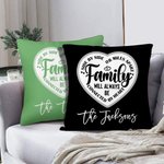 Personalised Family Will Always Be Connected By Heart Multicolour Throw Pillow Cover with Name Birthday Housewarming Farewell Gift for Family