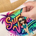 Personalised Summer Vibes Reusable Cotton Pocket Jute Tote Bag with Name Beach Wedding Party Gift for Women