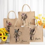 Gepersonaliseerde Stethoscoop Geboorte Bloemen Strik Grote Capaciteit Jute Draagtas met Naam Waardering Afstudeergeschenk voor Verpleegkundige Arts Medische Student