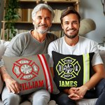Gepersonaliseerde Fire Dept Design Brandweerman kussenhoes met naam Verjaardag Waardering Gift voor brandweermannen