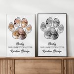 Personalised Meet You at the Rainbow Bridge Canvas Painting Wall Art with Pet Paw 5 Photos Collage and Name Memorial Gift for Pet Lovers Loss of Pet