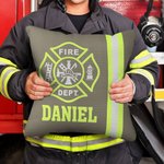 Gepersonaliseerde Fire Dept Design Brandweerman kussenhoes met naam Verjaardag Waardering Gift voor brandweermannen