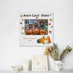 Personalisierte Herbst Kürbisse Ahornblatt Leinwand Foto Malerei mit Text Wanddekoration Halloween Geschenk für Familie Kinder