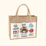 Gepersonaliseerde Schattige Cartoon Appelpotlood Grote Jute Draagtas met Naam en Katoenen Zakje Teacher's Day Waarderingsgeschenk voor Leraar