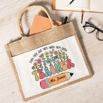 Gepersonaliseerde Schattige Cartoon Appelpotlood Grote Jute Draagtas met Naam en Katoenen Zakje Teacher's Day Waarderingsgeschenk voor Leraar