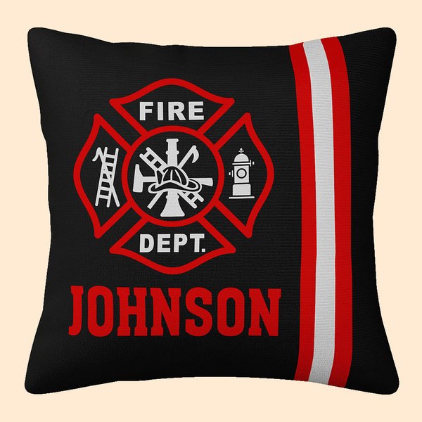 Gepersonaliseerde Fire Dept Design Brandweerman kussenhoes met naam Verjaardag Waardering Gift voor brandweermannen
