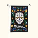 Henkilökohtainen meksikolainen kukka sokerikallo Garden Flag nimi pihalla kuisti sisustus Day of the Dead lahja perheen puutarhanhoito rakastaja