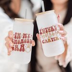 Personalized In My Engaged Era 20oz Frosted Can Glass Cup with Name Bridal Shower Engagement Gift for Her